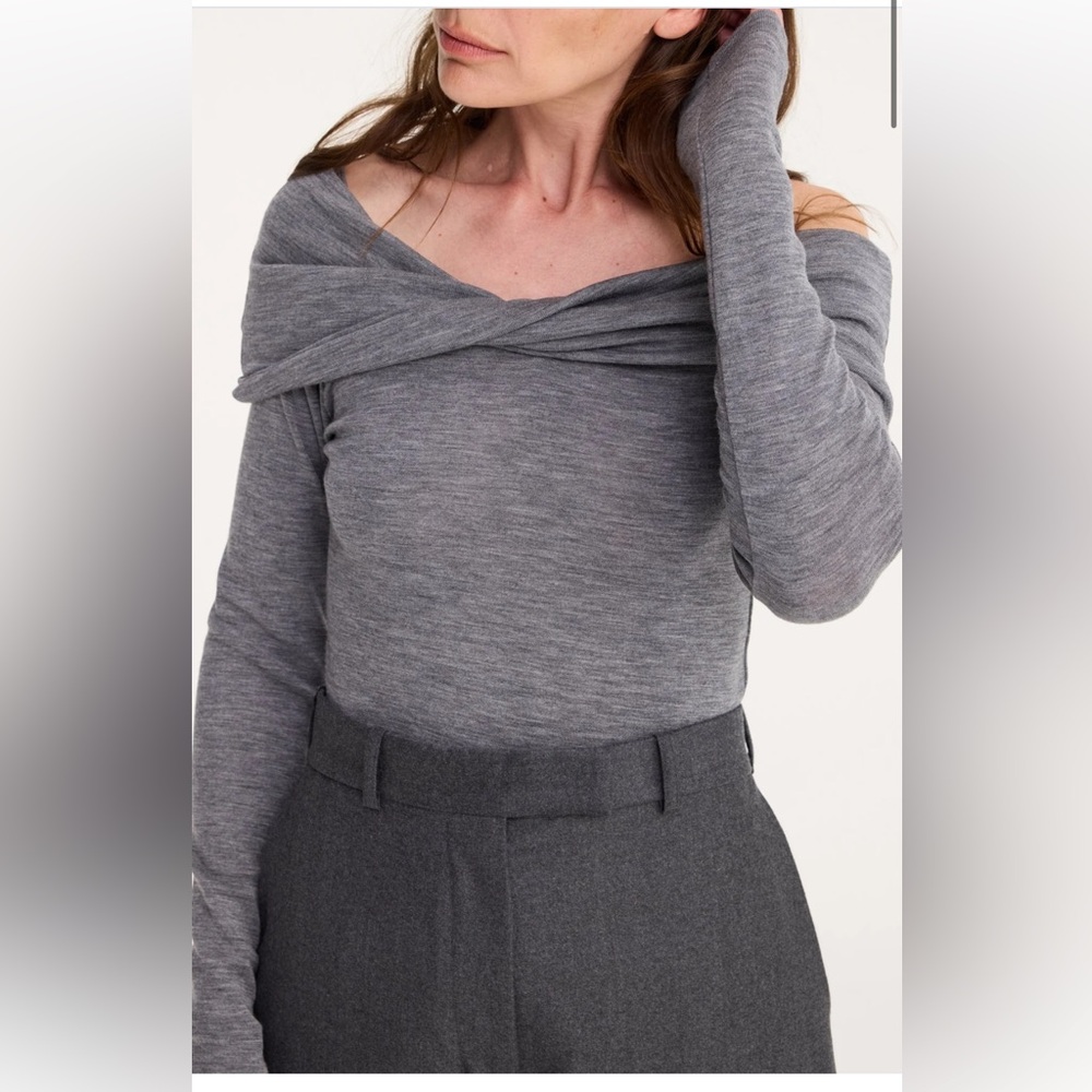 Rohe asymmetric off-the-shoulder wool top